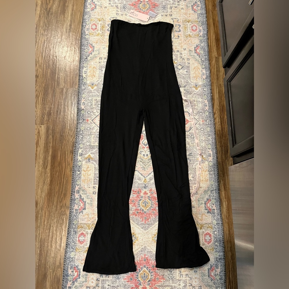 Oh Polly Jamila Strapless Flared Hem Jumpsuit